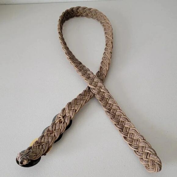 Vintage Woven Jute Rope Belt Brass Buckle Women Size M/L Boho Nautical Style - Picture 7 of 7